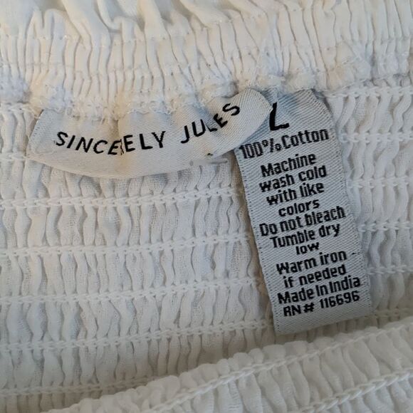 NWT Sincerely Jules Cotton White Tiered Eyelet Mini Sundress Size L - Picture 7 of 9